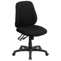 Flash Furniture BT-90297S-GG Mid-Back Black Fabric Multi-Functional Ergonomic Chair